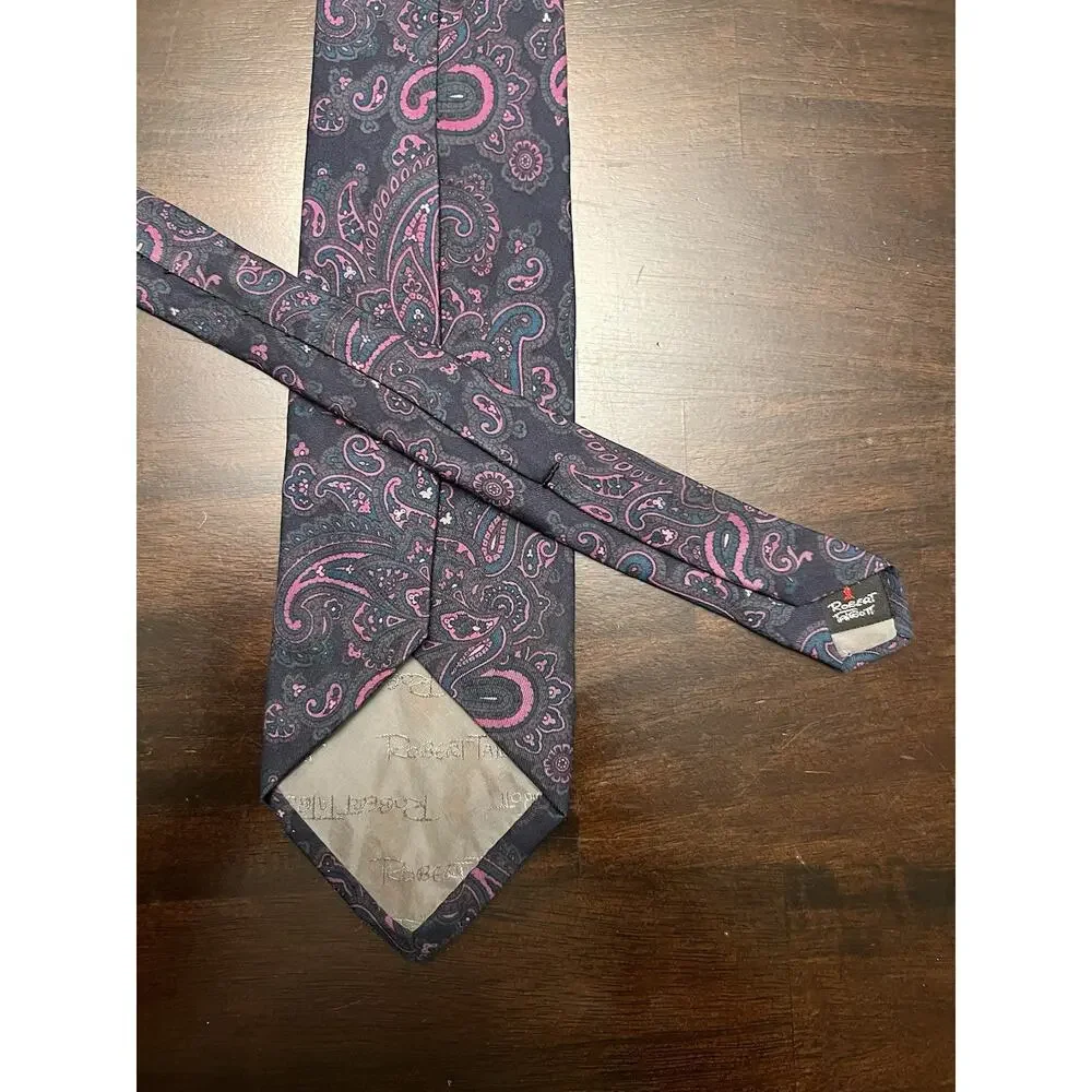 Robert Talbott Vintage Blue/Purple Silk Tie Paisley Made in Italy READ